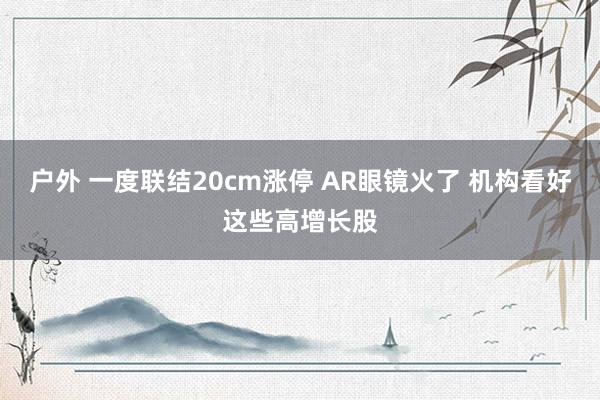 户外 一度联结20cm涨停 AR眼镜火了 机构看好这些高增长股