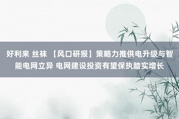 好利来 丝袜 【风口研报】策略力推供电升级与智能电网立异 电网建设投资有望保执踏实增长