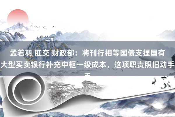 孟若羽 肛交 财政部：将刊行相等国债支捏国有大型买卖银行补充中枢一级成本，这项职责照旧动手
