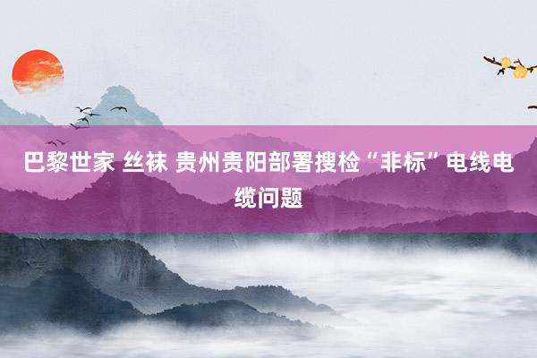 巴黎世家 丝袜 贵州贵阳部署搜检“非标”电线电缆问题