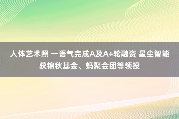 人体艺术照 一语气完成A及A+轮融资 星尘智能获锦秋基金、蚂聚会团等领投