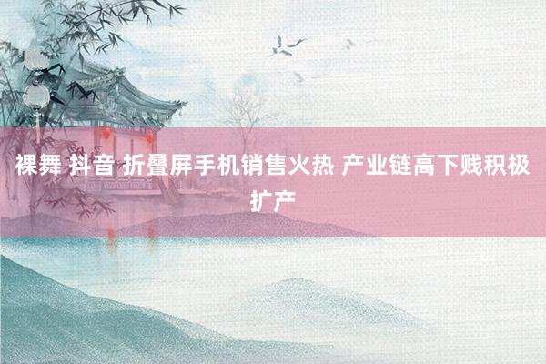 裸舞 抖音 折叠屏手机销售火热 产业链高下贱积极扩产